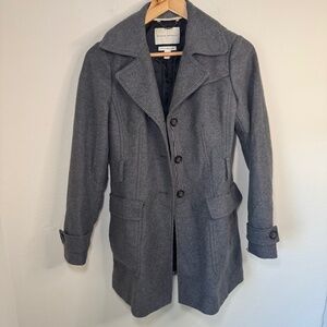 Banana Republic Coat Women's SM Grey Pea Coat Button Down Wool Blend Classic
